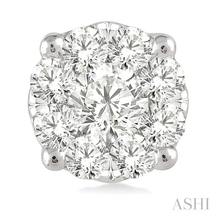 1 Ctw Round Cut Shine Bright Diamond Stud Earrings in 14K White Gold