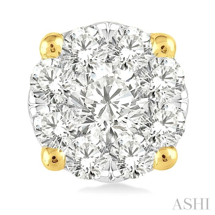 1 Ctw Shine Bright Round Cut Diamond Stud Earrings in 14K Yellow and White Gold