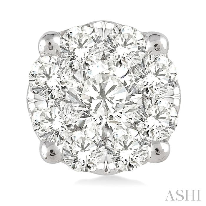 1 Ctw Round Cut Shine Bright Diamond Stud Earrings in 14K White Gold