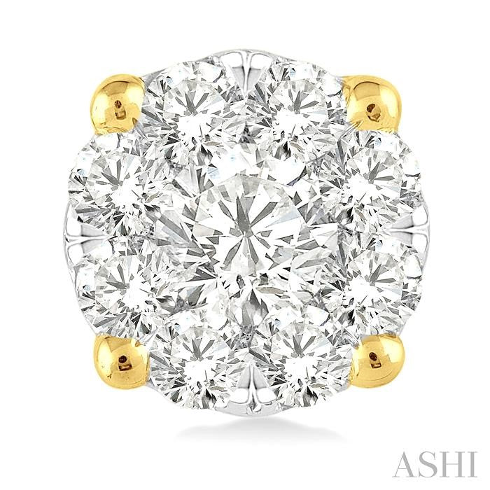 1 Ctw Shine Bright Round Cut Diamond Stud Earrings in 14K Yellow and White Gold