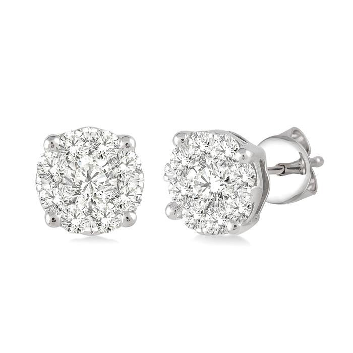 3/4 Ctw Shine Bright Round Cut Diamond Stud Earrings in 14K White Gold