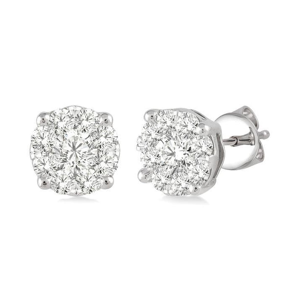 3/4 Ctw Shine Bright Round Cut Diamond Stud Earrings in 14K White Gold