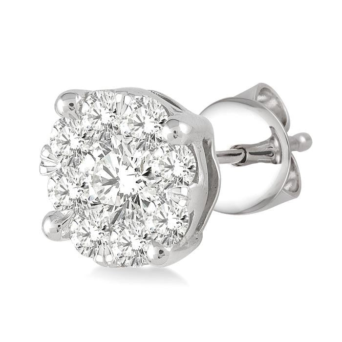 3/4 Ctw Shine Bright Round Cut Diamond Stud Earrings in 14K White Gold