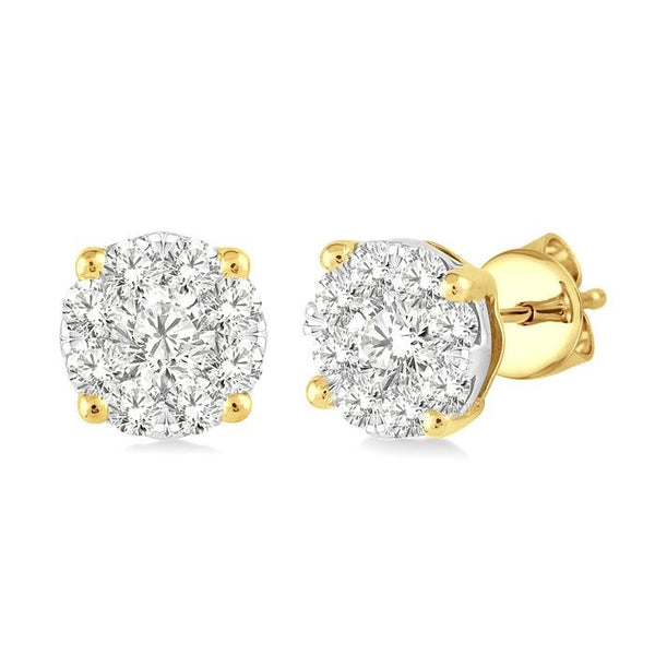 3/4 Ctw Shine Bright Round Cut Diamond Stud Earrings in 14K Yellow and White Gold