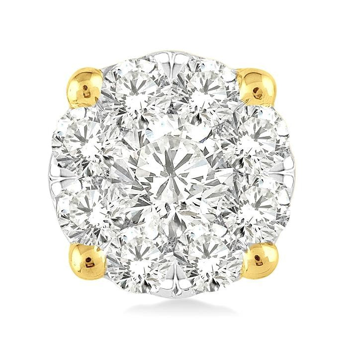 3/4 Ctw Shine Bright Round Cut Diamond Stud Earrings in 14K Yellow and White Gold