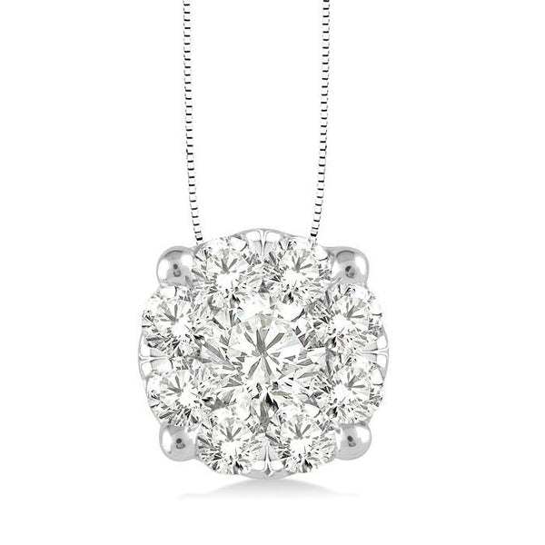 3/4 Ctw Shine Bright Round Cut Diamond Pendant in 14K White Gold with Chain