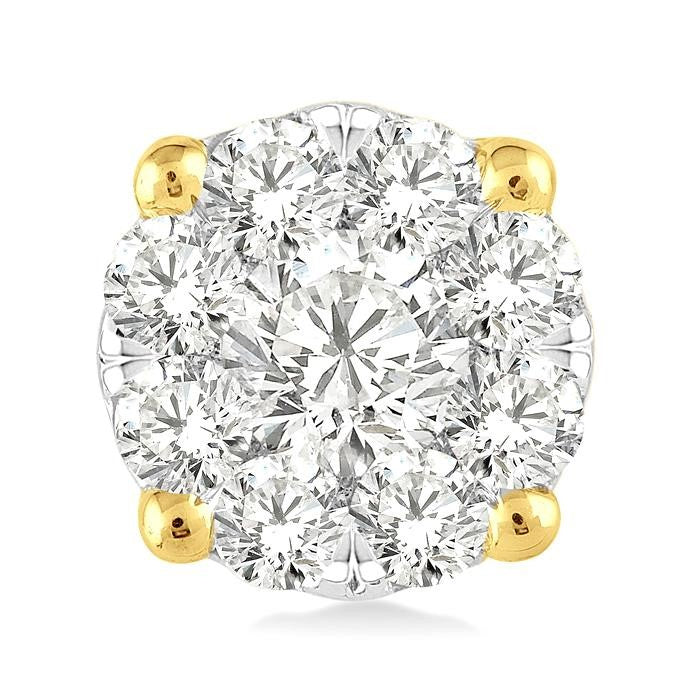 3/4 Ctw Shine Bright Round Cut Diamond Stud Earrings in 14K Yellow and White Gold