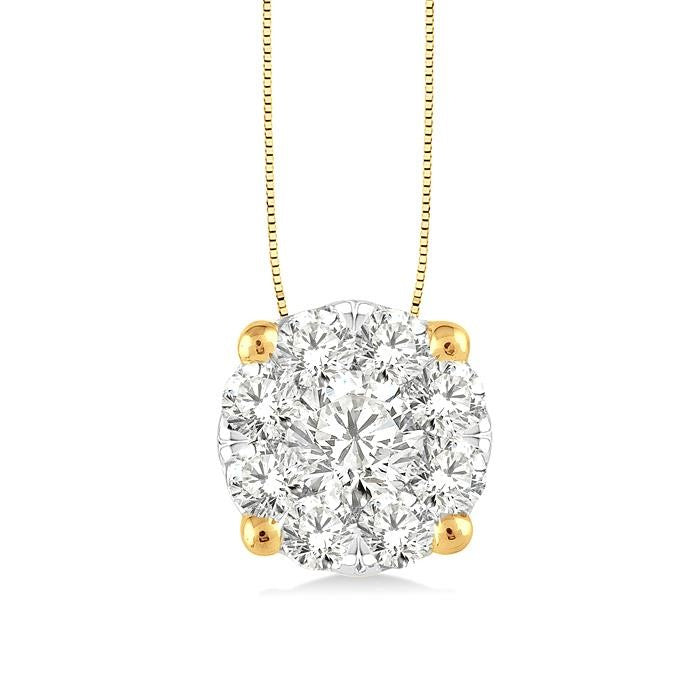 3/4 Ctw Shine Bright Round Cut Diamond Pendant in 14K Yellow and White Gold with Chain