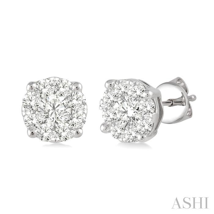 3/4 Ctw Shine Bright Round Cut Diamond Stud Earrings in 14K White Gold