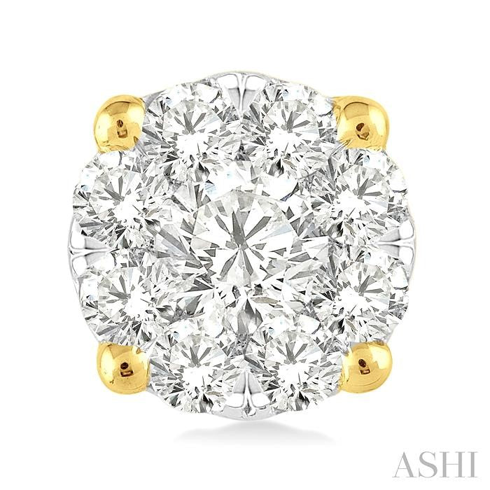 3/4 Ctw Shine Bright Round Cut Diamond Stud Earrings in 14K Yellow and White Gold