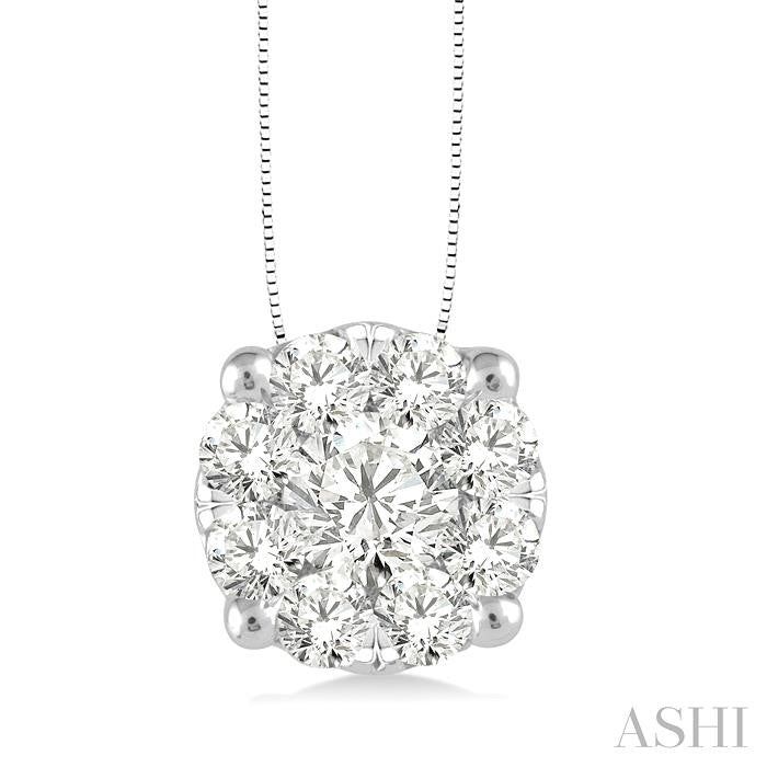 3/4 Ctw Shine Bright Round Cut Diamond Pendant in 14K White Gold with Chain