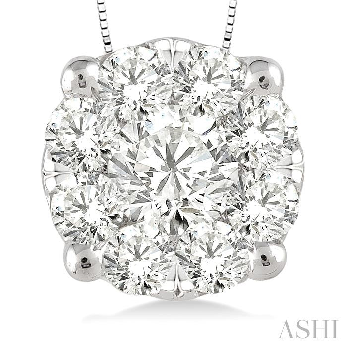 3/4 Ctw Shine Bright Round Cut Diamond Pendant in 14K White Gold with Chain