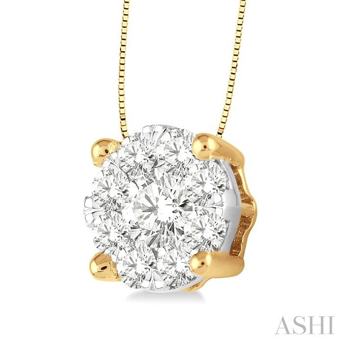 3/4 Ctw Shine Bright Round Cut Diamond Pendant in 14K Yellow and White Gold with Chain