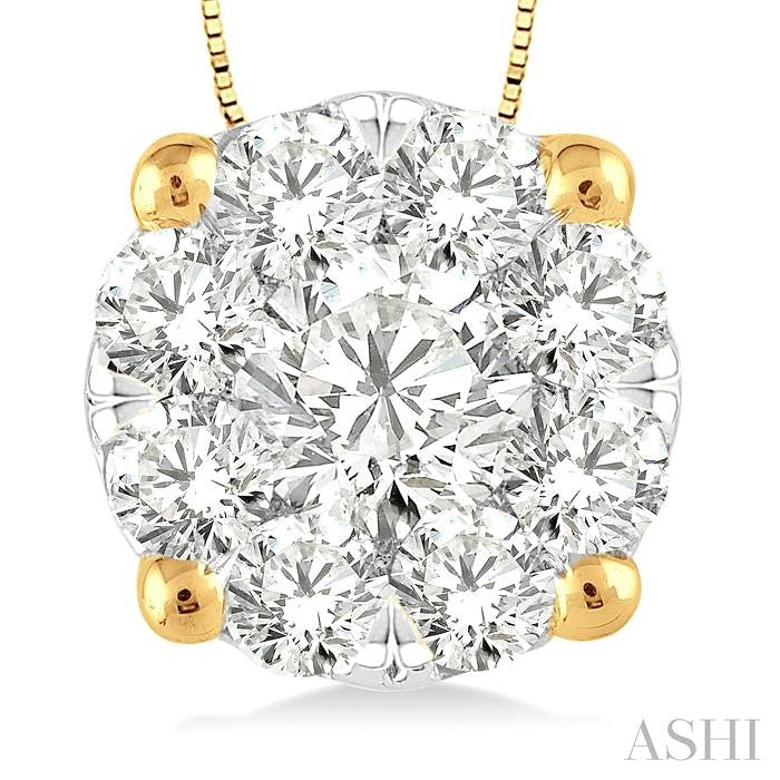 3/4 Ctw Shine Bright Round Cut Diamond Pendant in 14K Yellow and White Gold with Chain