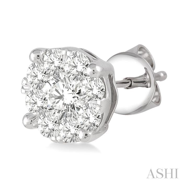 3/4 Ctw Shine Bright Round Cut Diamond Stud Earrings in 14K White Gold