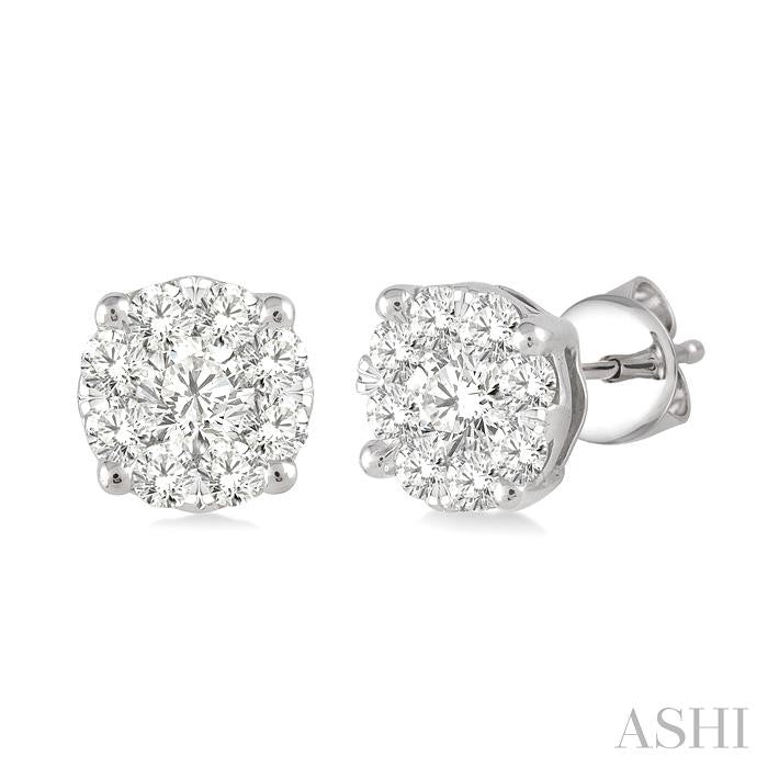 3/4 Ctw Shine Bright Round Cut Diamond Stud Earrings in 14K White Gold
