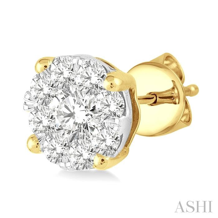 3/4 Ctw Shine Bright Round Cut Diamond Stud Earrings in 14K Yellow and White Gold