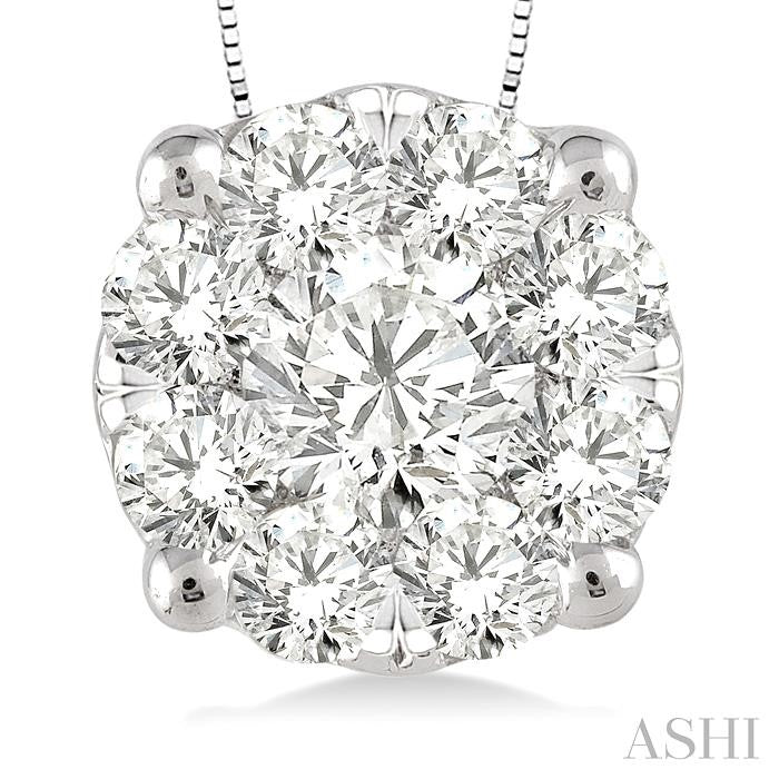 3/4 Ctw Shine Bright Round Cut Diamond Pendant in 14K White Gold with Chain