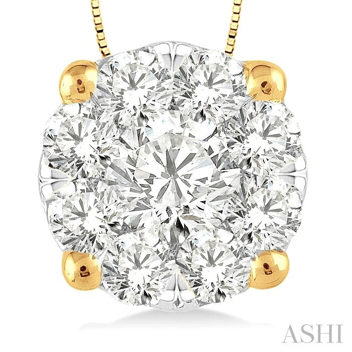 3/4 Ctw Shine Bright Round Cut Diamond Pendant in 14K Yellow and White Gold with Chain