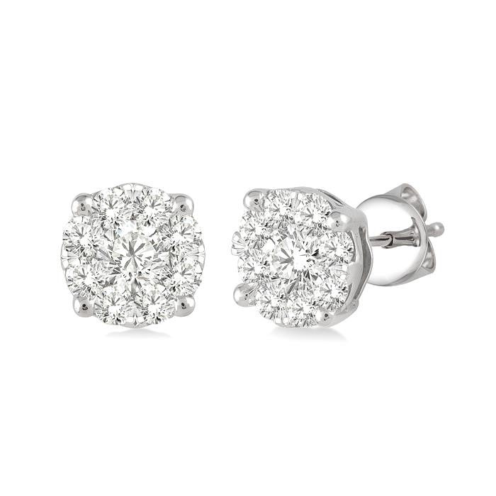 1/2 Ctw Shine Bright Round Cut Diamond Stud Earrings in 14K White Gold