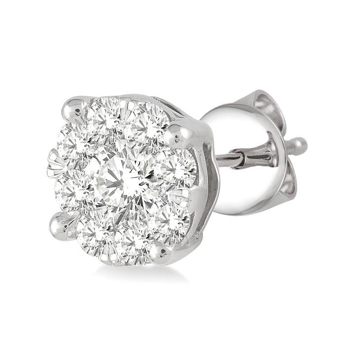 1/2 Ctw Shine Bright Round Cut Diamond Stud Earrings in 14K White Gold