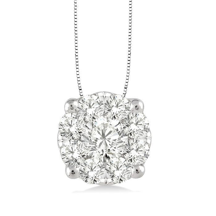 1/2 Ctw Shine Bright Round Cut Diamond Pendant in 14K White Gold with Chain