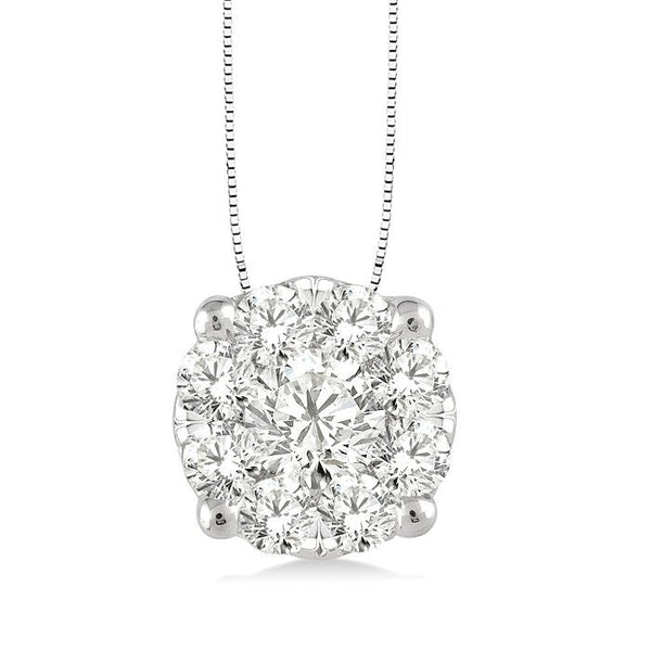 1/2 Ctw Shine Bright Round Cut Diamond Pendant in 14K White Gold with Chain