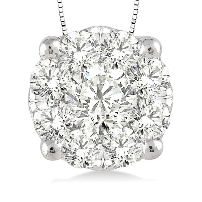 1/2 Ctw Shine Bright Round Cut Diamond Pendant in 14K White Gold with Chain