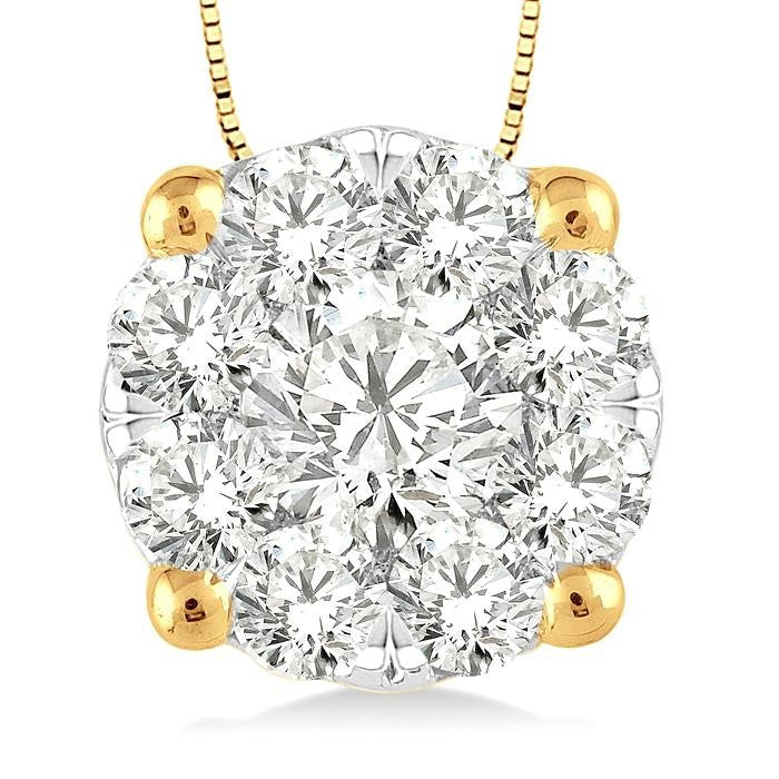1/2 Ctw Shine Bright Round Cut Diamond Pendant in 14K Yellow and White Gold with Chain