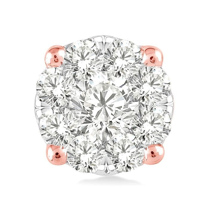 1/2 Ctw Shine Bright Round Cut Diamond Stud Earrings in 14K Rose and White Gold