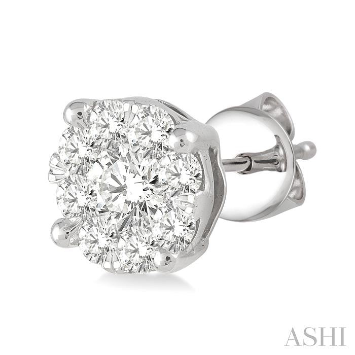 1/2 Ctw Shine Bright Round Cut Diamond Stud Earrings in 14K White Gold