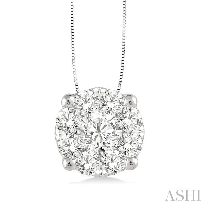 1/2 Ctw Shine Bright Round Cut Diamond Pendant in 14K White Gold with Chain