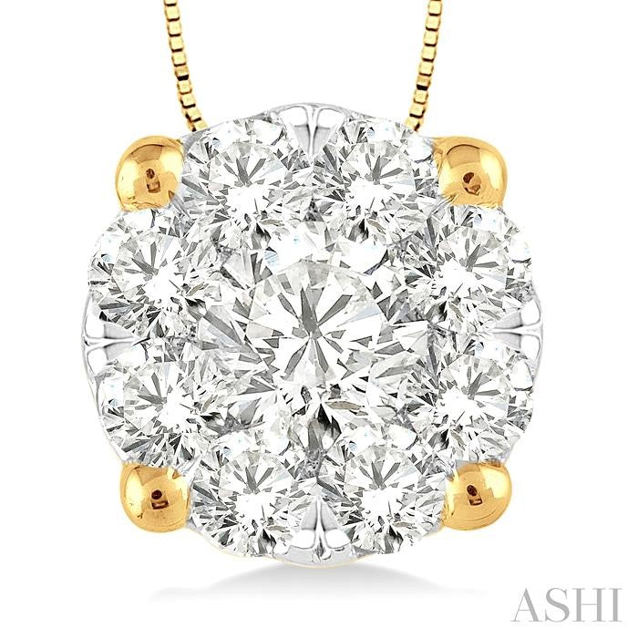 1/2 Ctw Shine Bright Round Cut Diamond Pendant in 14K Yellow and White Gold with Chain
