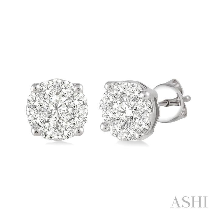1/2 Ctw Shine Bright Round Cut Diamond Stud Earrings in 14K White Gold