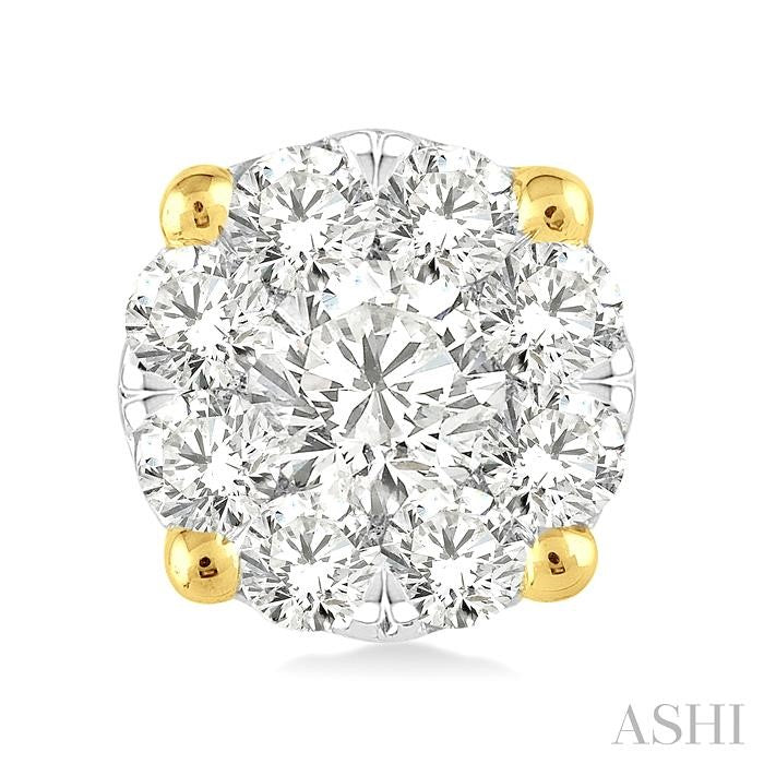 1/2 Ctw Shine Bright Round Cut Diamond Stud Earrings in 14K Yellow and White Gold