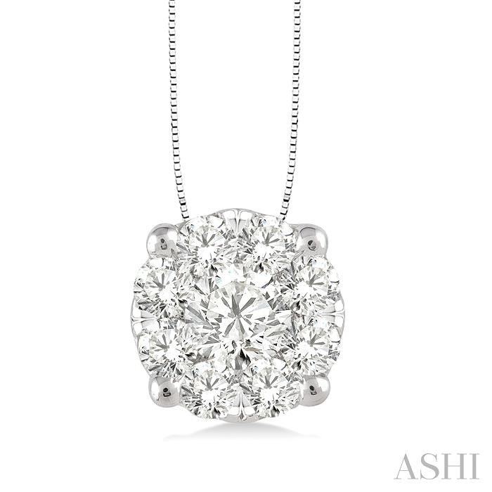 1/2 Ctw Shine Bright Round Cut Diamond Pendant in 14K White Gold with Chain