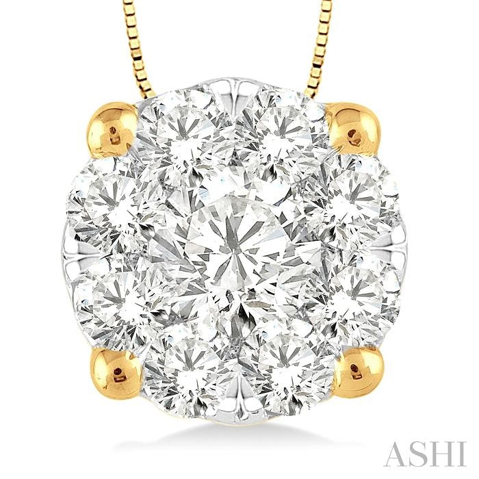 1/2 Ctw Shine Bright Round Cut Diamond Pendant in 14K Yellow and White Gold with Chain