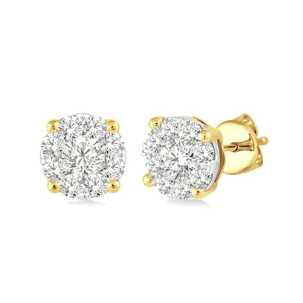 1/3 Ctw Shine Bright Round Cut Diamond Stud Earrings in 14K Yellow and white Gold