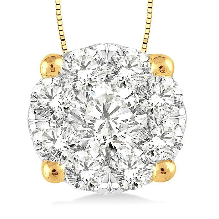 Deneuve Round Shape Shine Bright Essential Diamond Solitaire Pendant