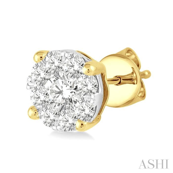 1/3 Ctw Shine Bright Round Cut Diamond Stud Earrings in 14K Yellow and white Gold