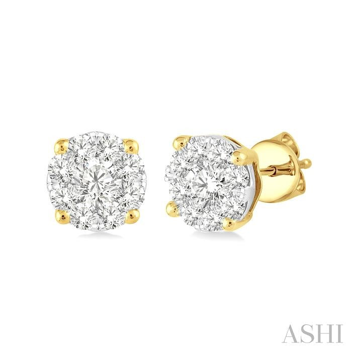 1/3 Ctw Shine Bright Round Cut Diamond Stud Earrings in 14K Yellow and white Gold