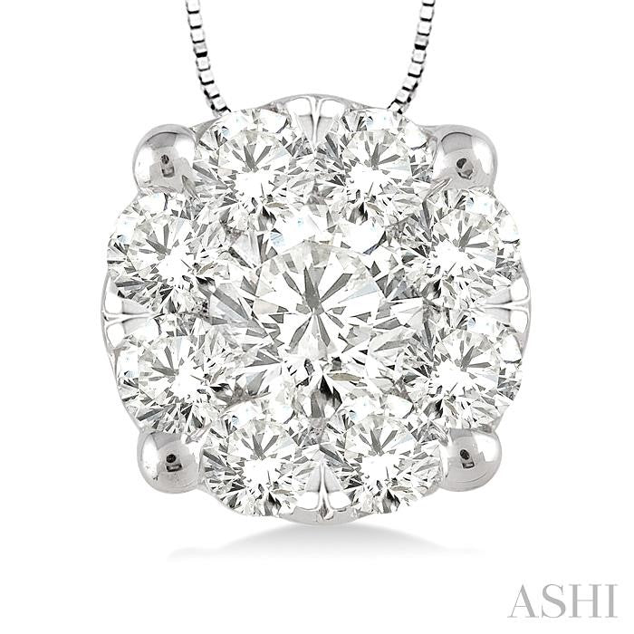 1/3 Ctw Shine Bright Round Cut Diamond Pendant in 14K White Gold with Chain