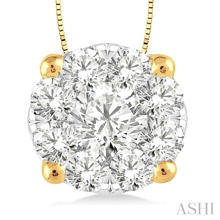 1/3 Ctw Shine Bright Round Cut Diamond Pendant in 14K Yellow and White Gold with Chain