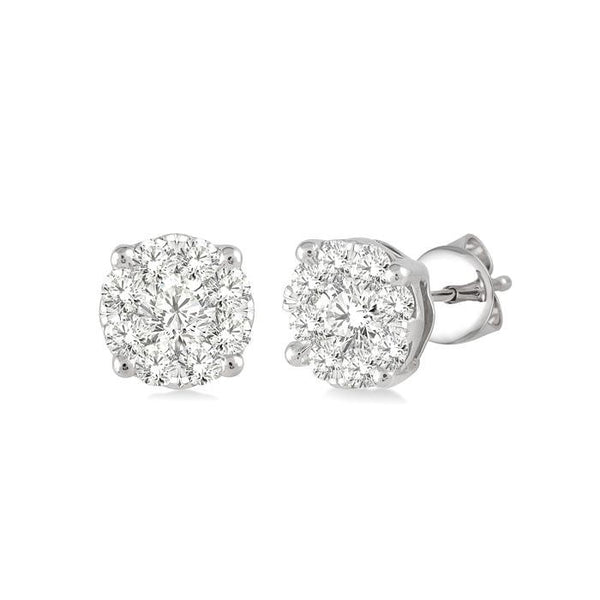 1/4 Ctw Shine Bright Round Cut Diamond Stud Earrings in 14K White Gold