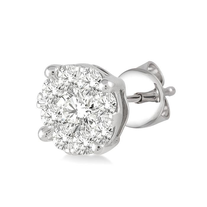 1/4 Ctw Shine Bright Round Cut Diamond Stud Earrings in 14K White Gold