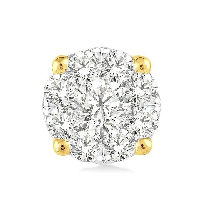 1/4 Ctw Shine Bright Round Cut Diamond Stud Earrings in 14K Yellow and white Gold
