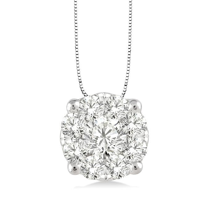 1/4 Ctw Shine Bright Round Cut Diamond Pendant in 14K White Gold with Chain