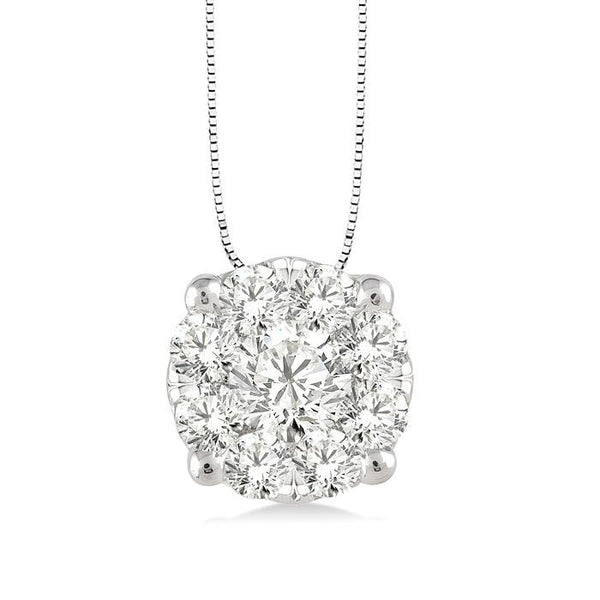 1/4 Ctw Shine Bright Round Cut Diamond Pendant in 14K White Gold with Chain