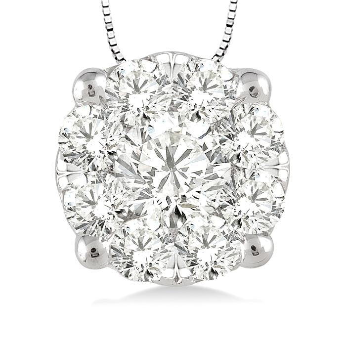 1/4 Ctw Shine Bright Round Cut Diamond Pendant in 14K White Gold with Chain