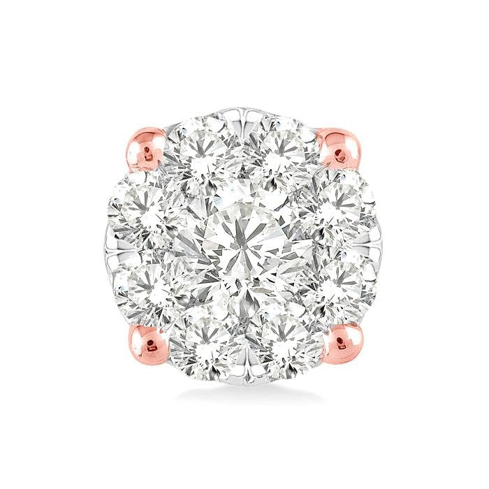 1/4 Ctw Shine Bright Round Cut Diamond Stud Earrings in 14K Rose and White Gold